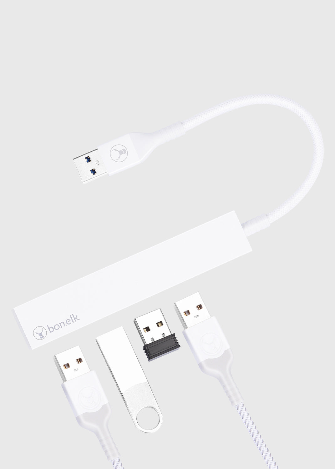 Long-Life USB-A to 4 Port USB 3.0 Slim Hub - White