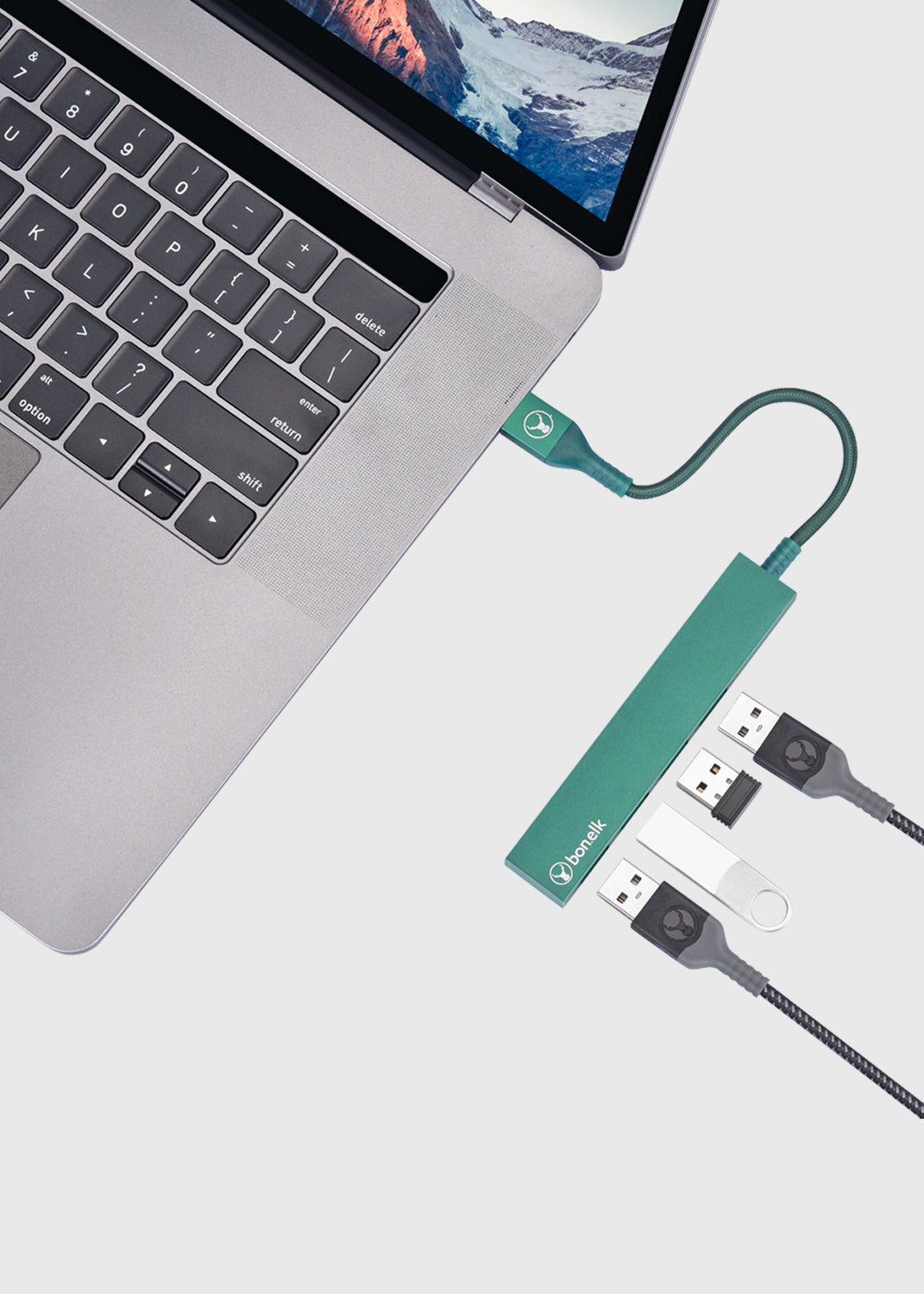 Long-Life USB-A to 4 Port USB 3.0 Slim Hub - Green