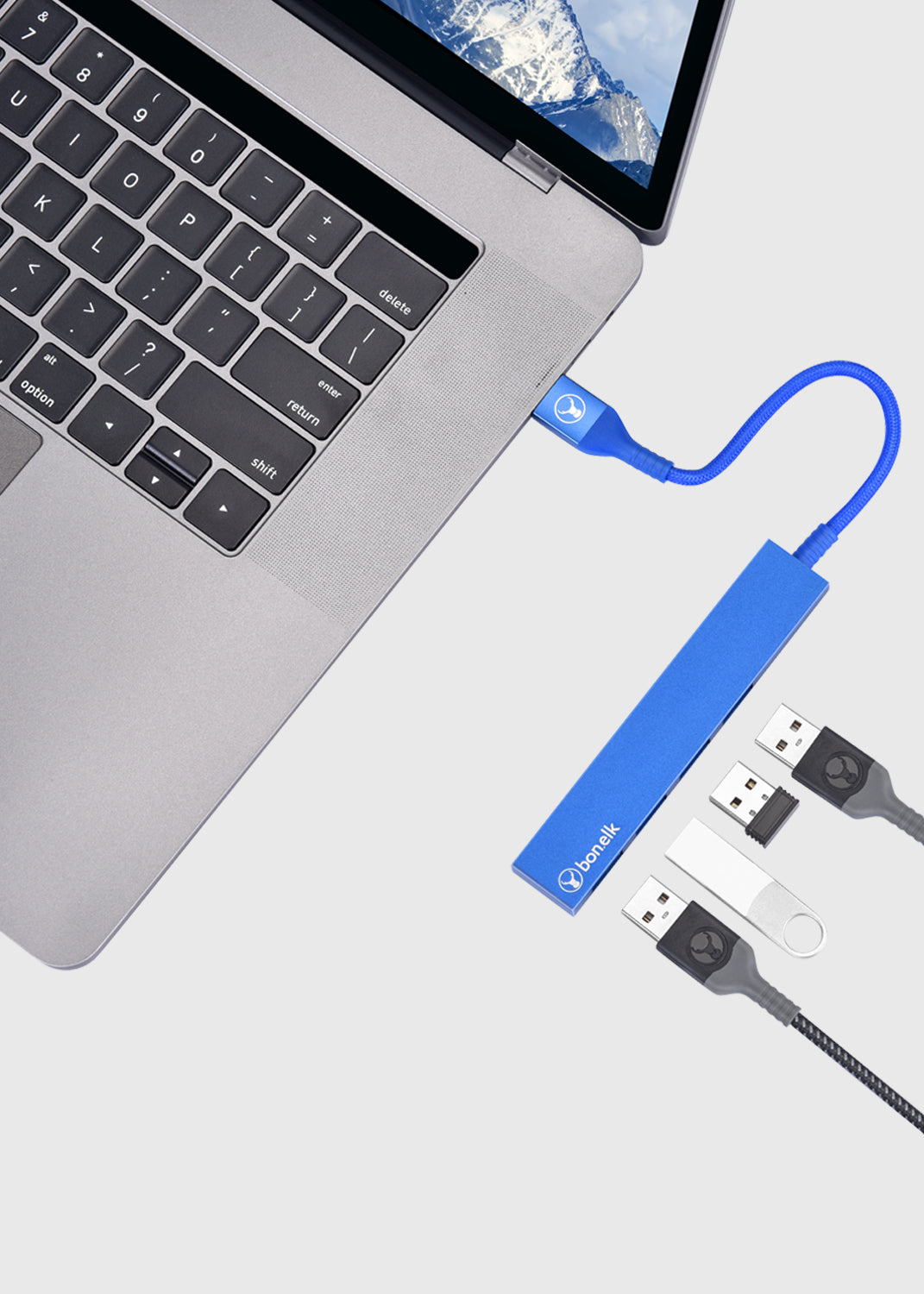 Long-Life USB-A to 4 Port USB 3.0 Slim Hub - Blue