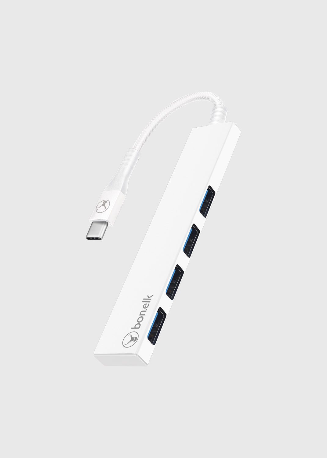 Long-Life USB-C to 4 Port USB 3.0 Slim Hub - White