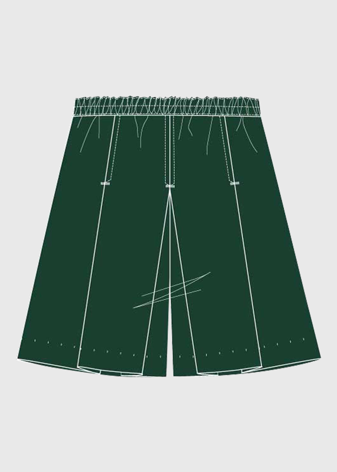 Culotte  A-Line Shape 3 Pleats Front & Back w zip Kale Green