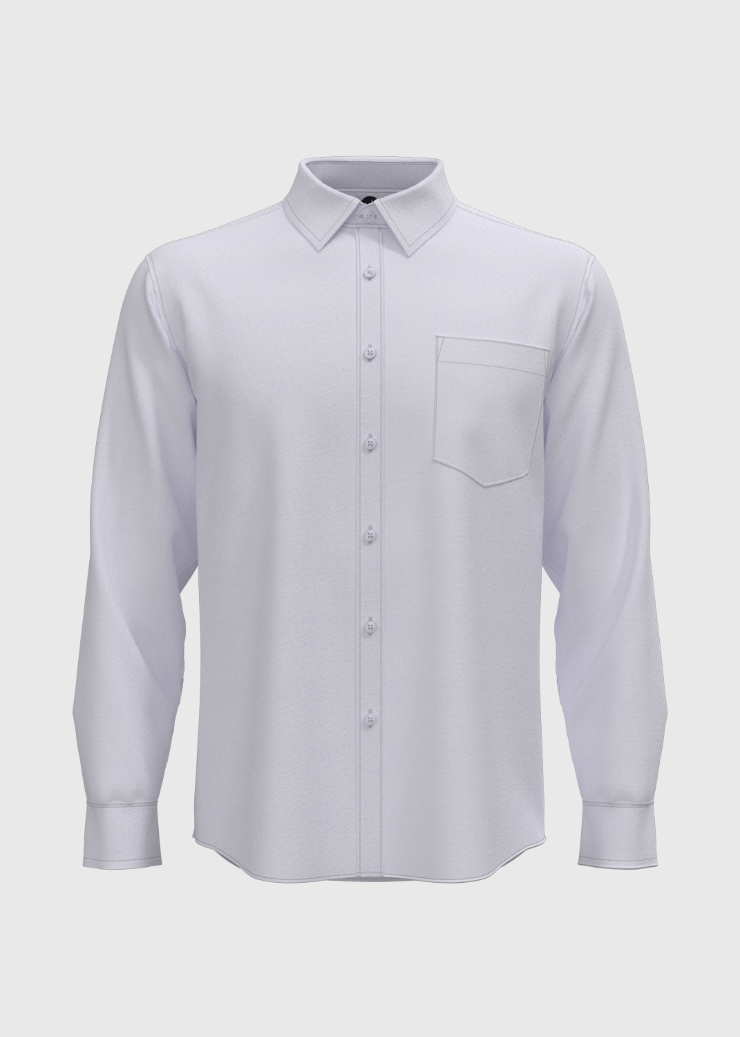 L/S Shirt with Stand Collar - White
