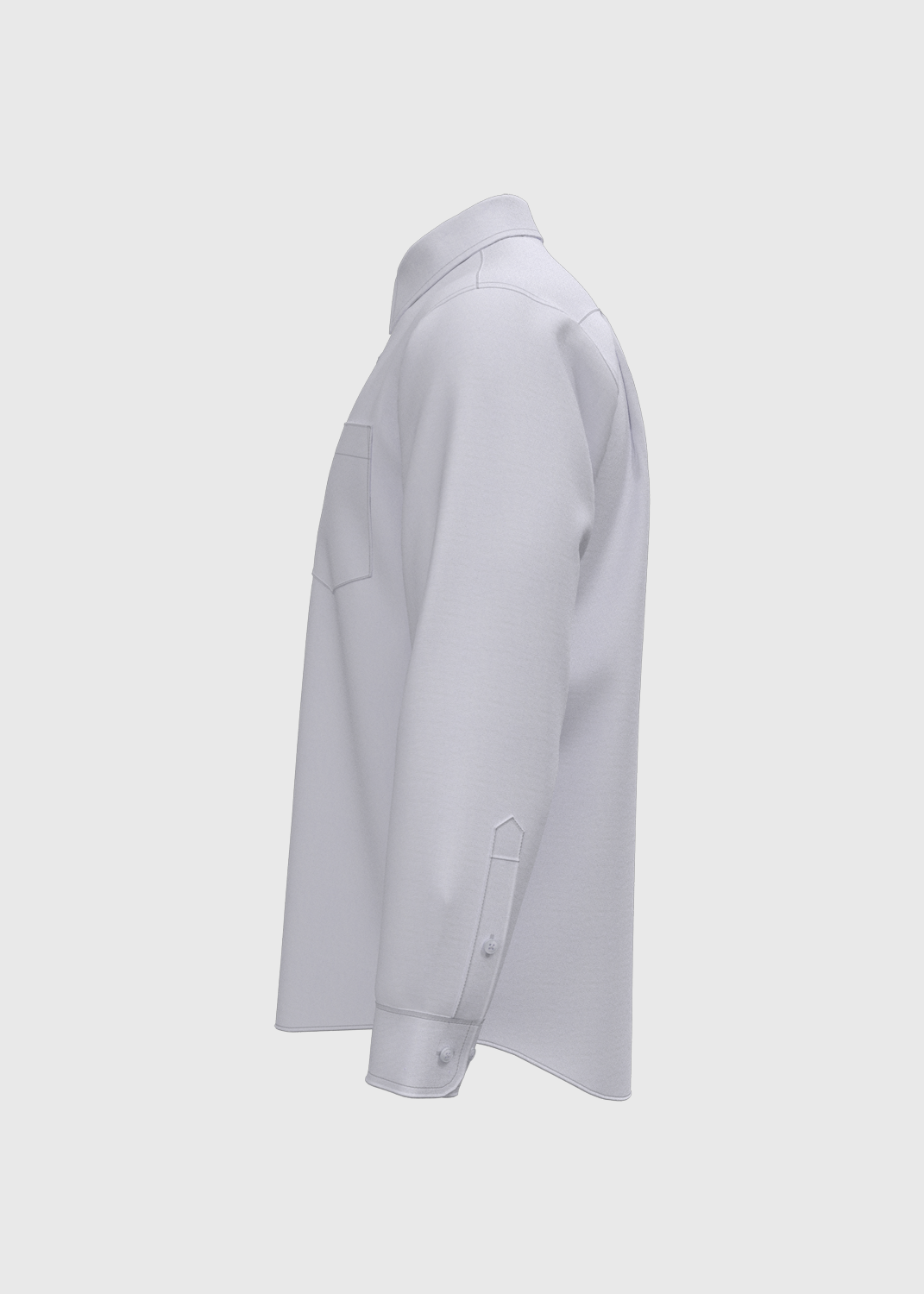 L/S Shirt with Stand Collar - White