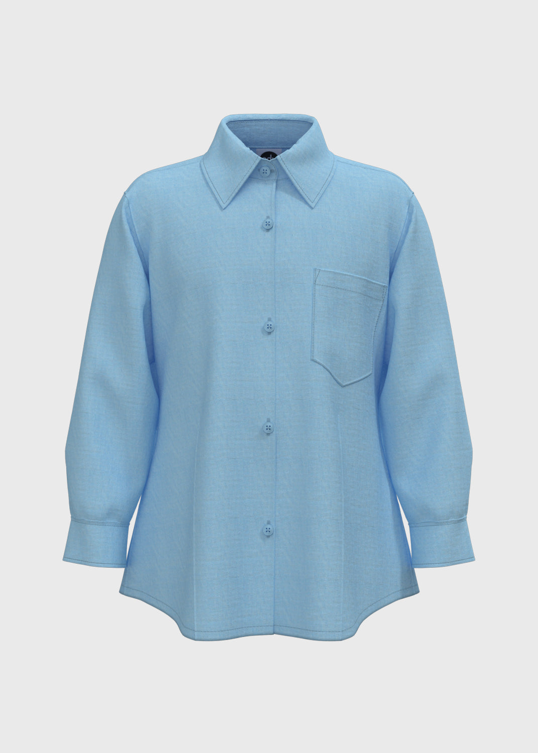 L/S Blouse with Stand Collar - Larimar Blue