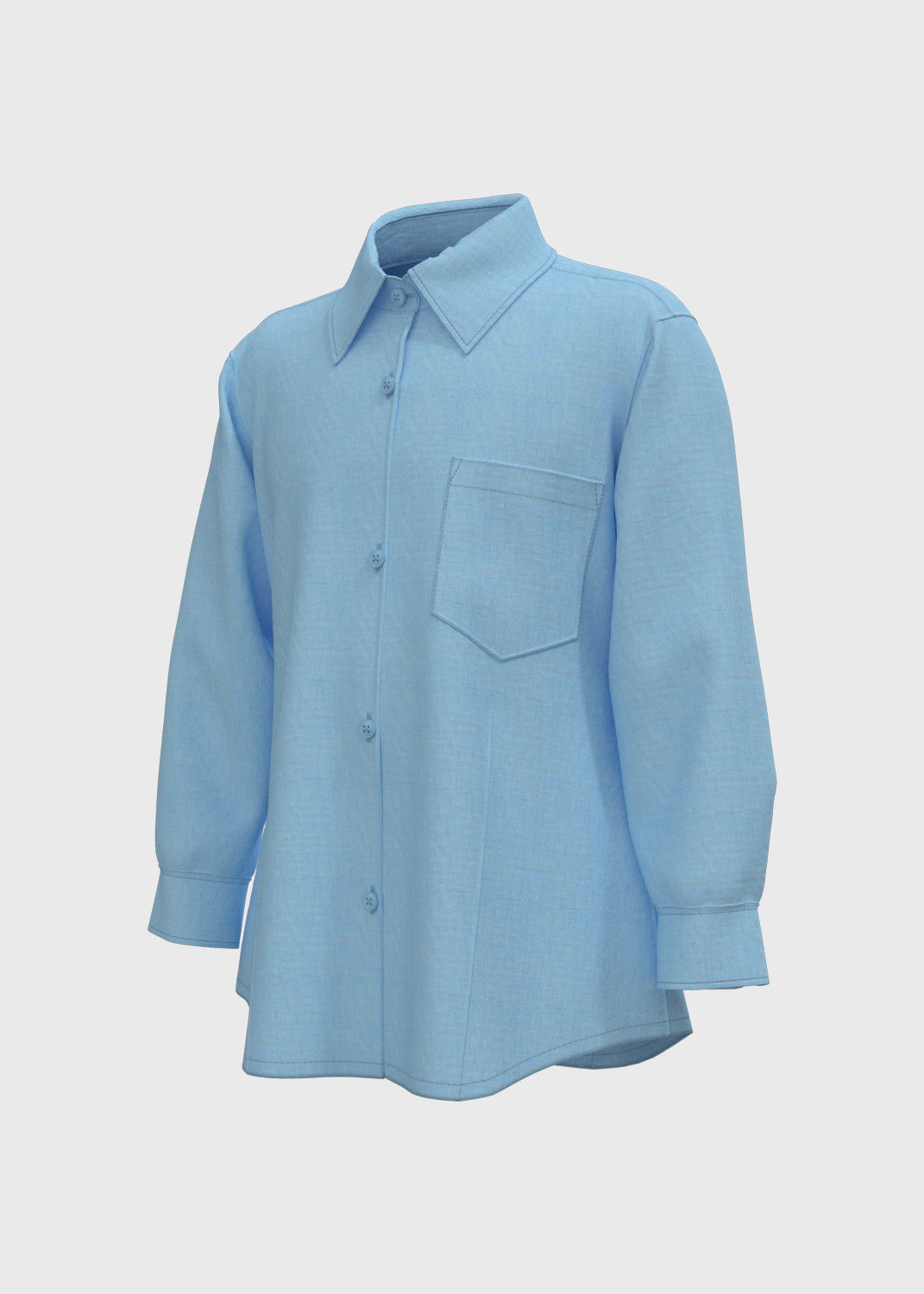 L/S Blouse with Stand Collar - Larimar Blue