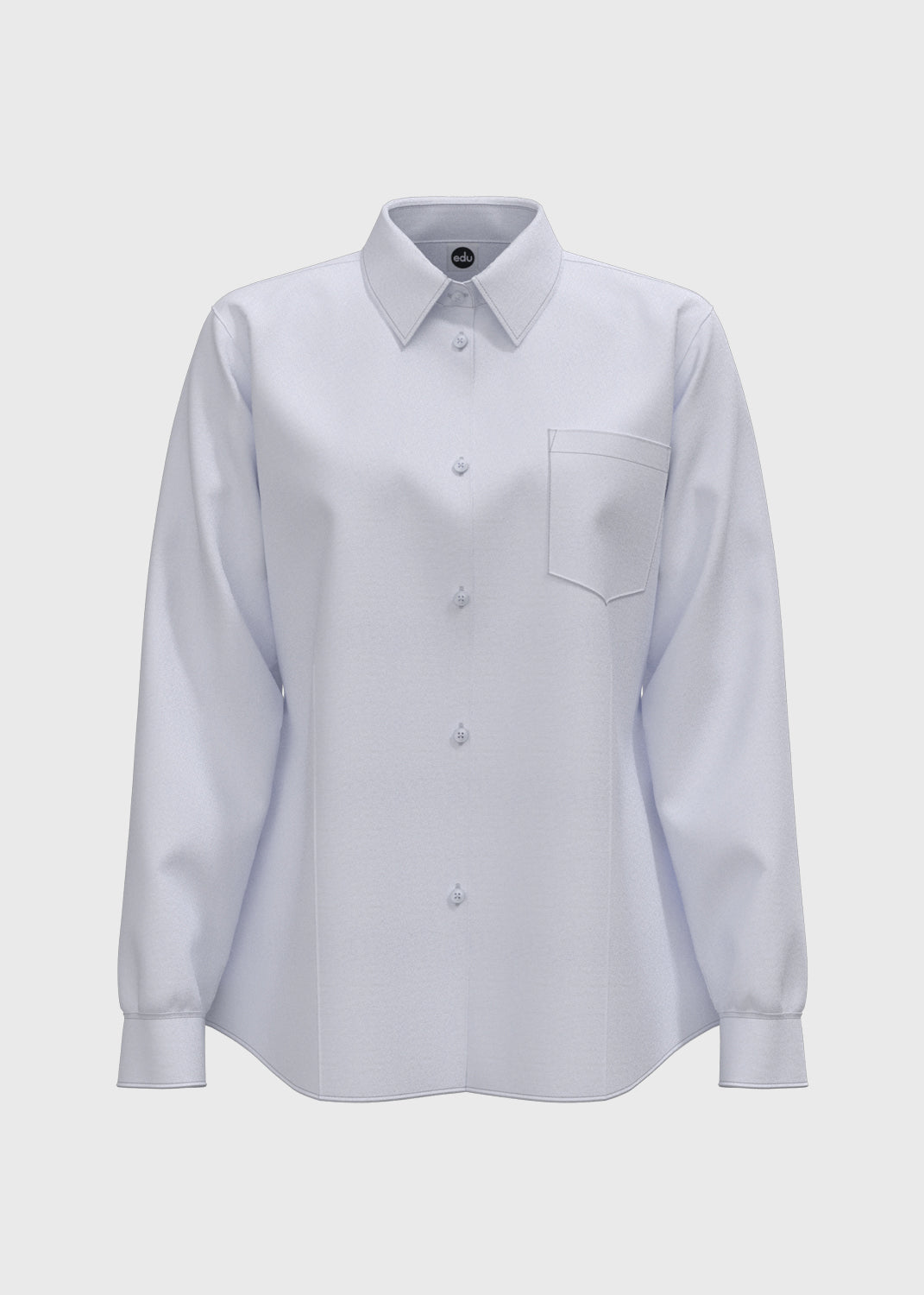 L/S Blouse with Stand Collar - White