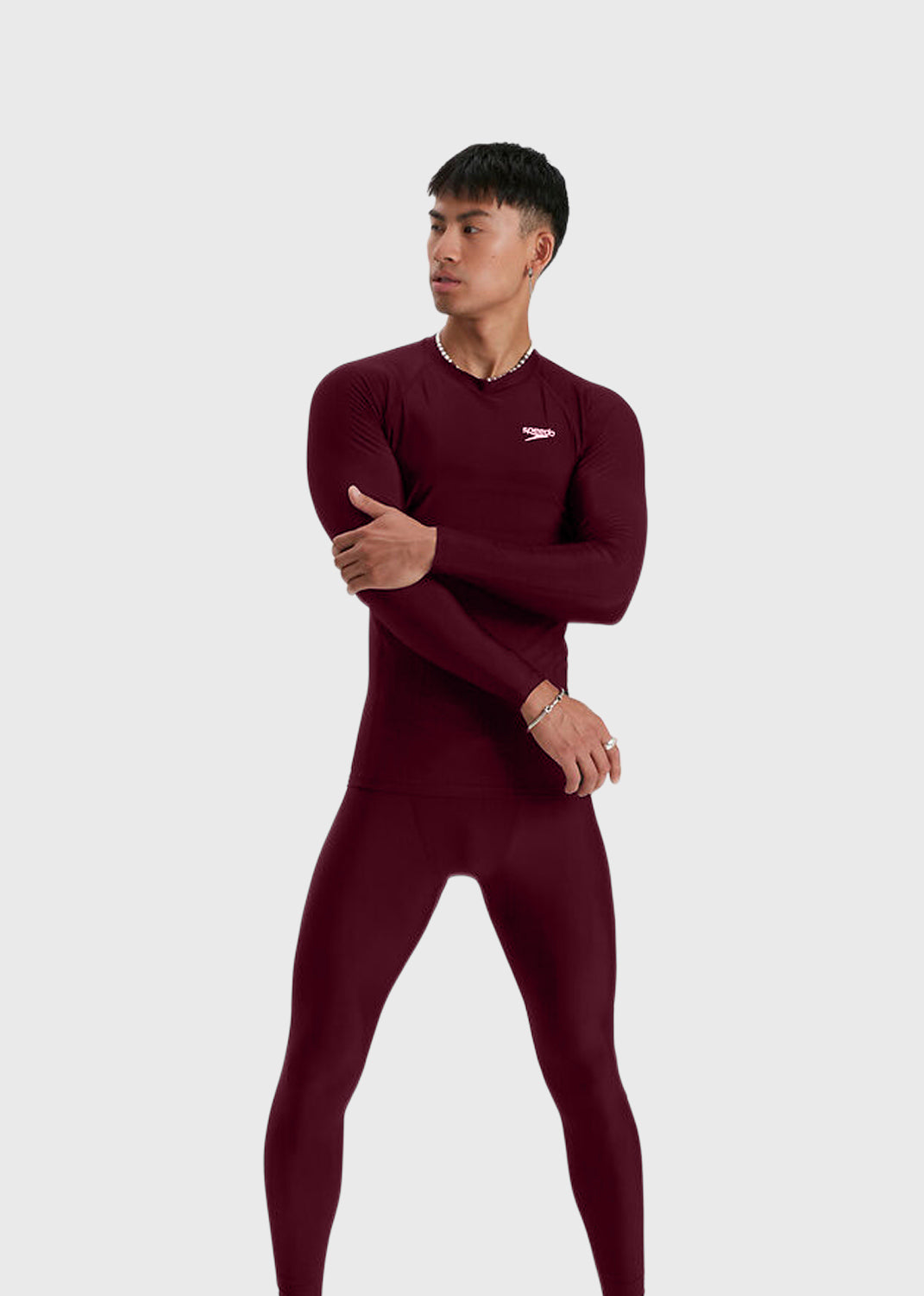 Men's Essential LS Rash Top - Maroon