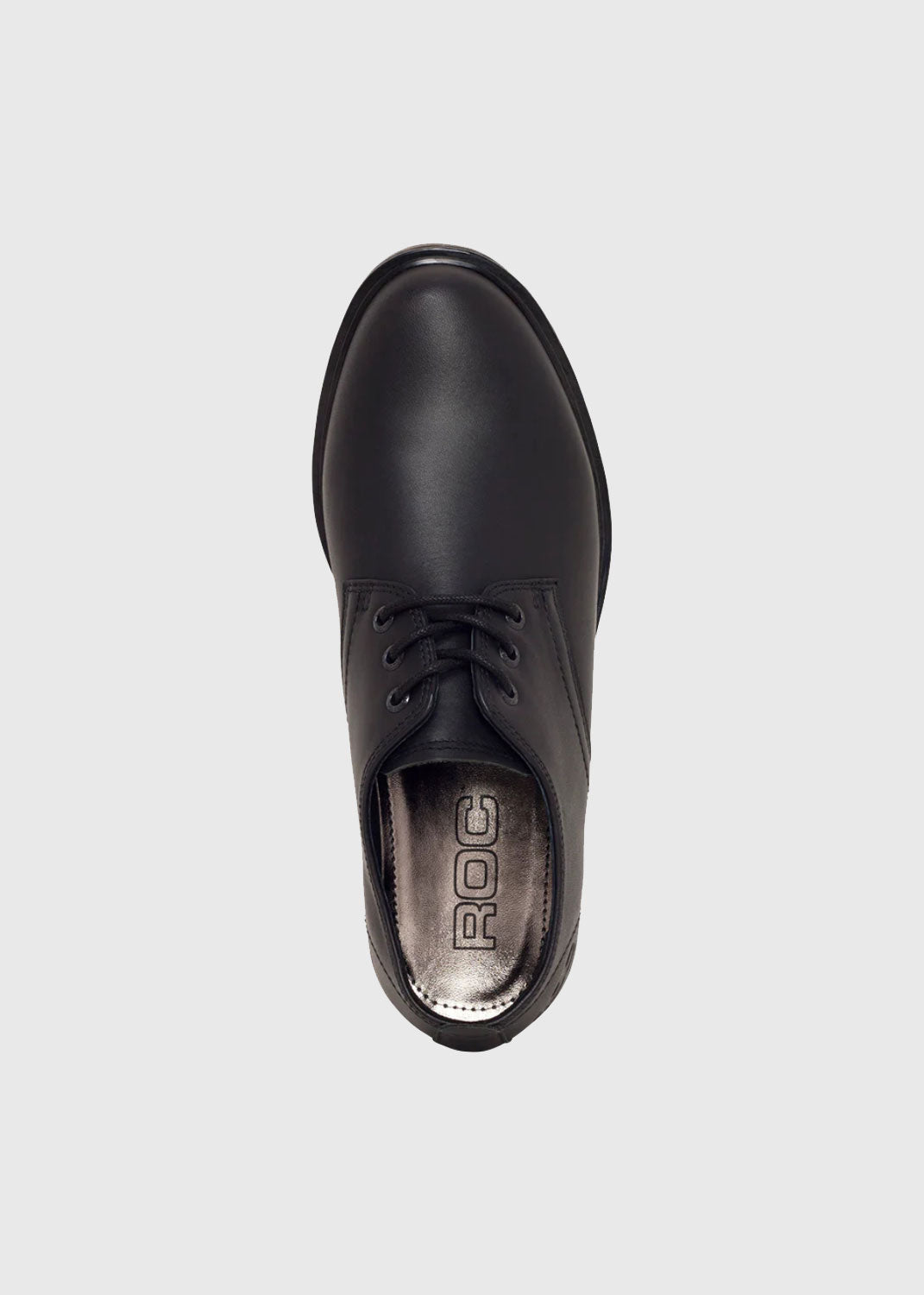 ROC Luxe Hi-Shine Leather School Shoe - Black