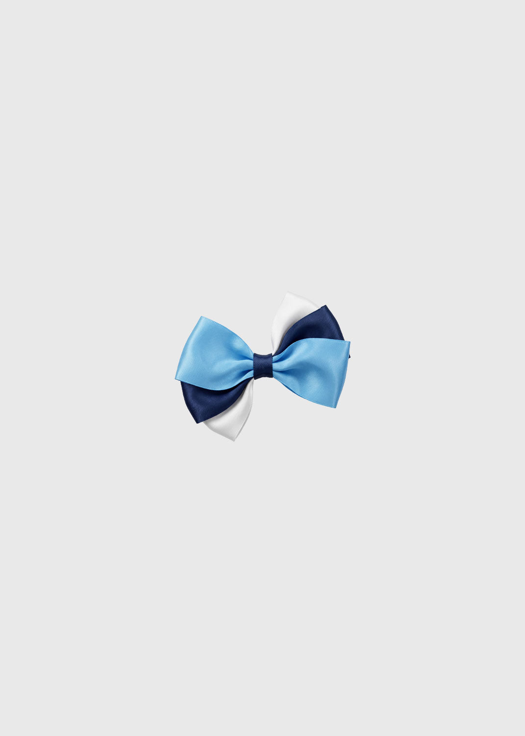 Bow on Clip 3 Layer Capri Blue/Dark Navy/White