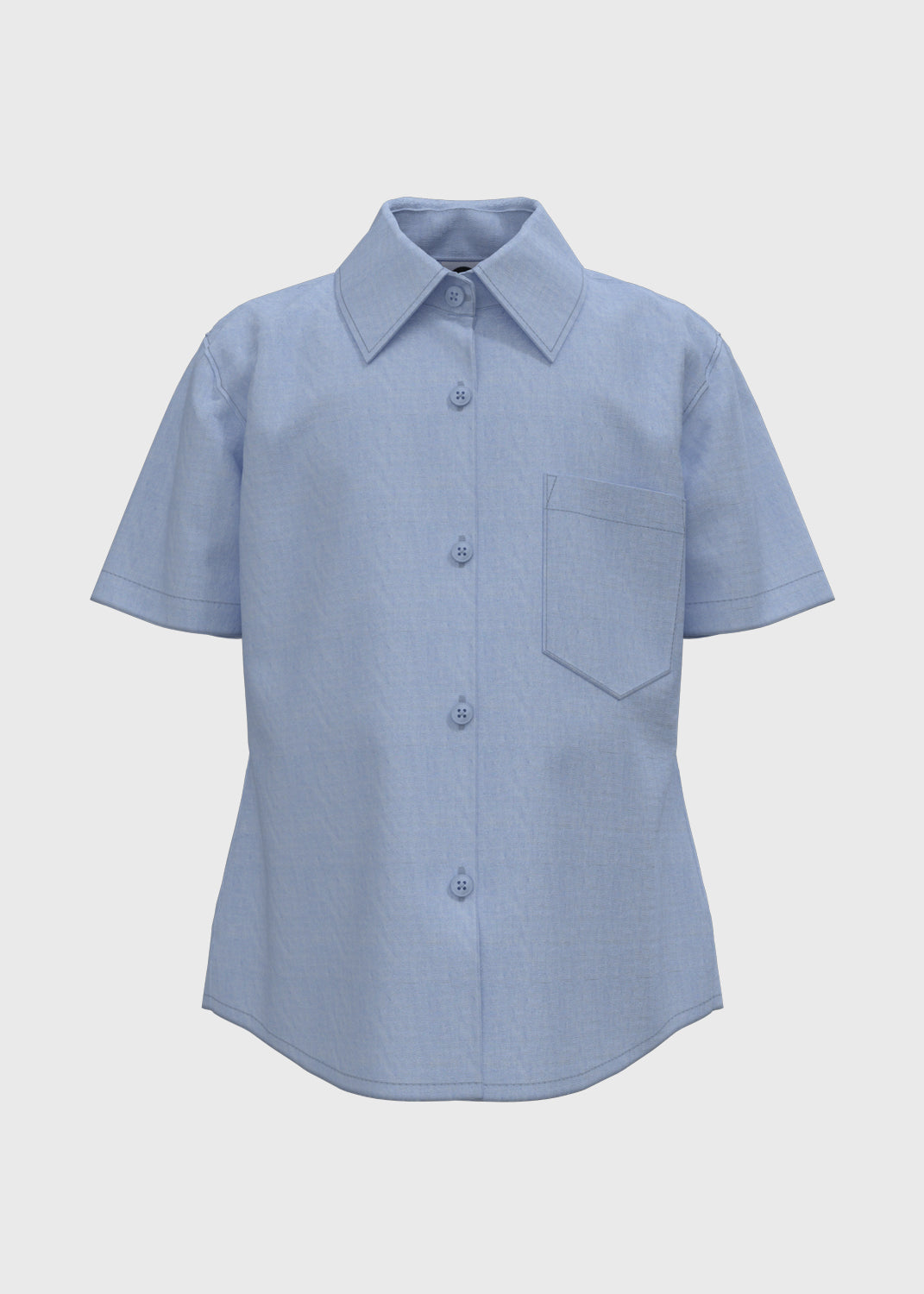 S/S Blouse w Stand Collar - Larimar Blue