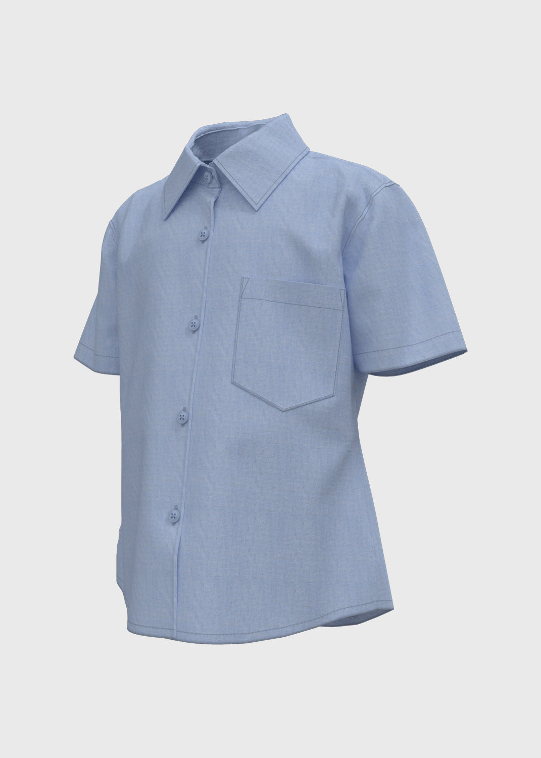 S/S Blouse w Stand Collar - Larimar Blue