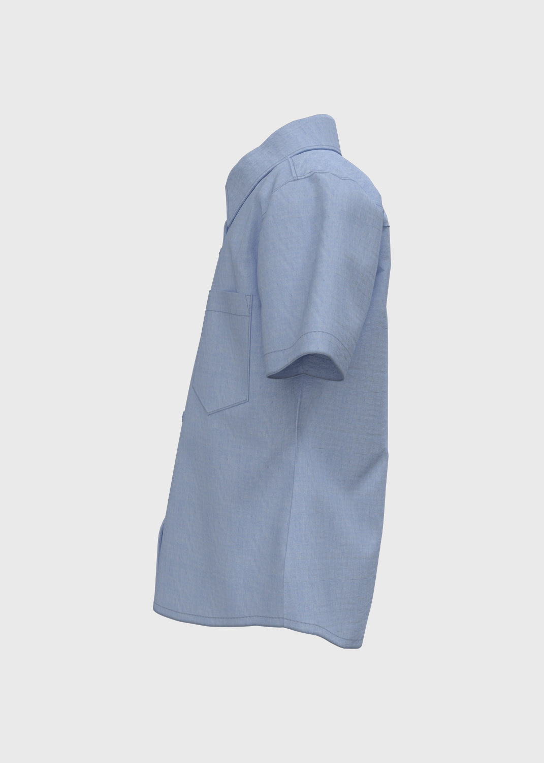 S/S Blouse w Stand Collar - Larimar Blue