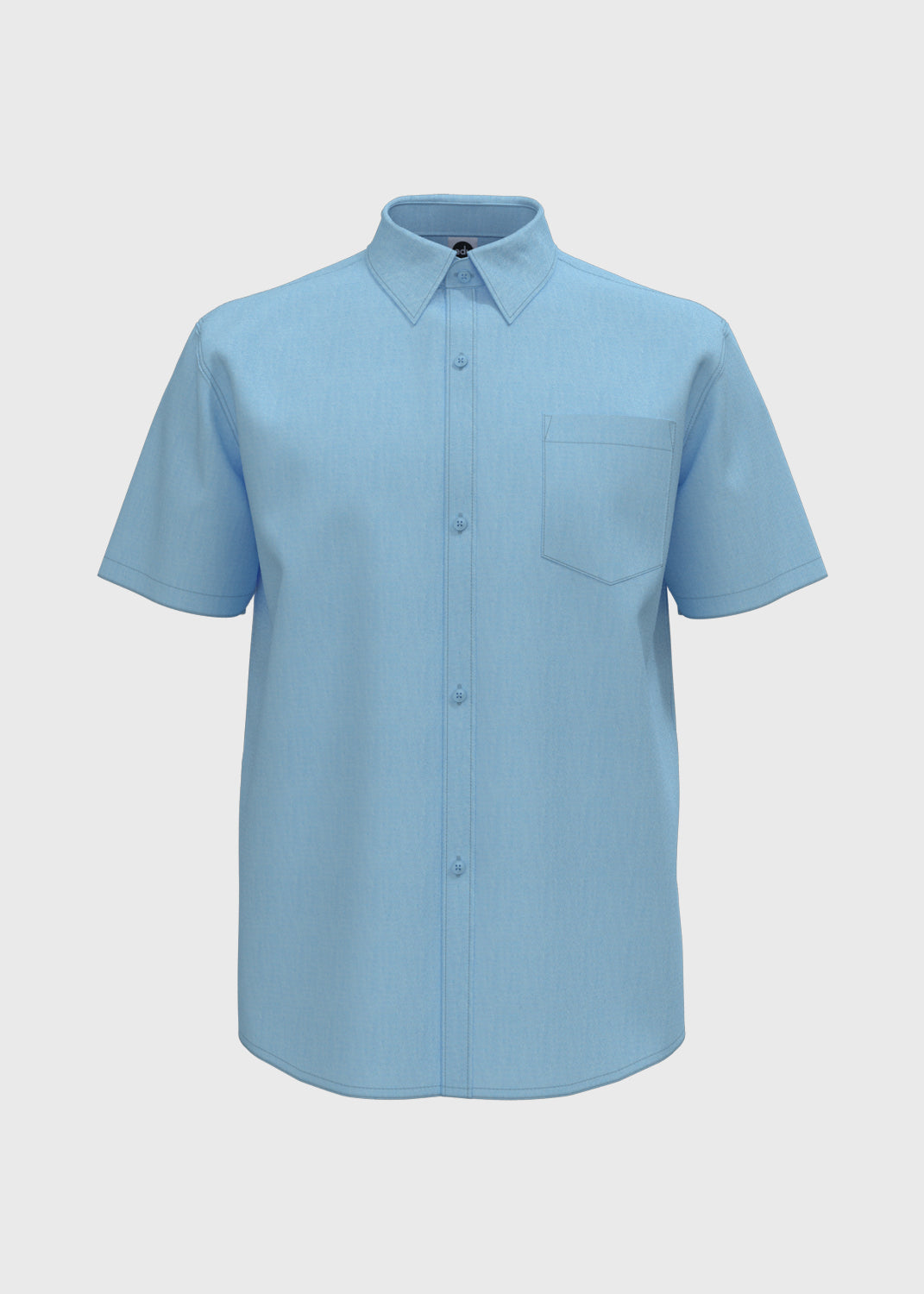 S/S Shirt with Stand Collar - Larimar Blue