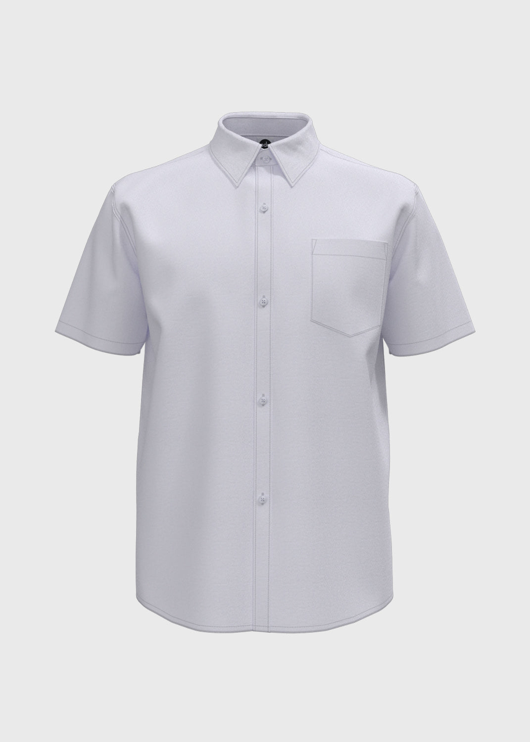 S/S Shirt with Stand Collar - White
