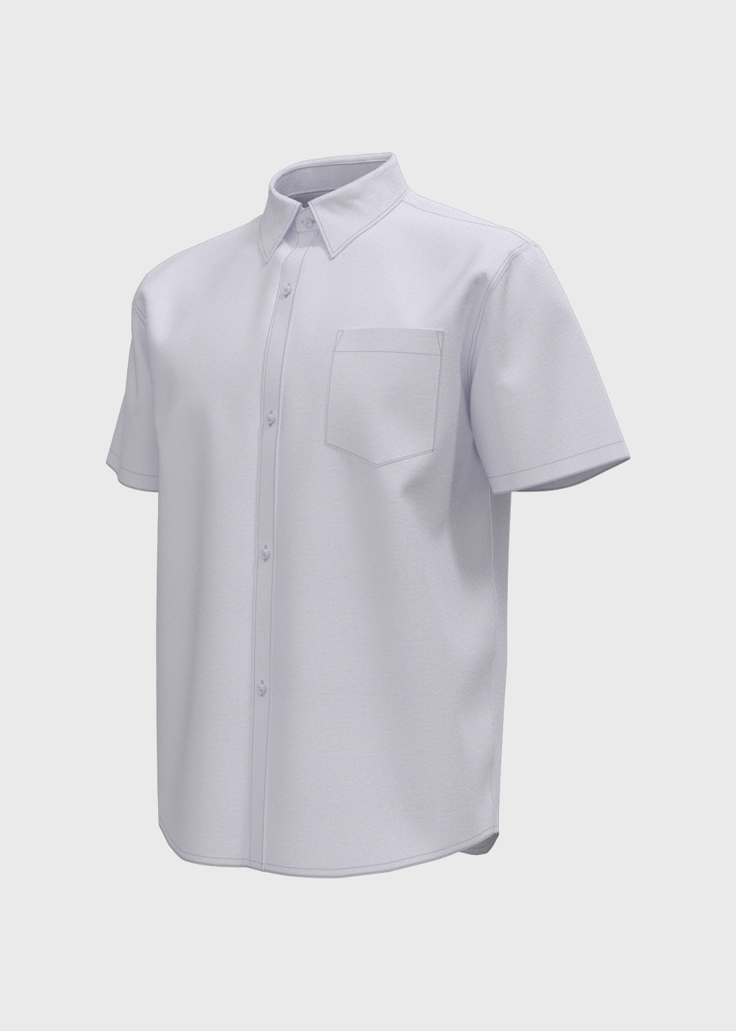 S/S Shirt with Stand Collar - White