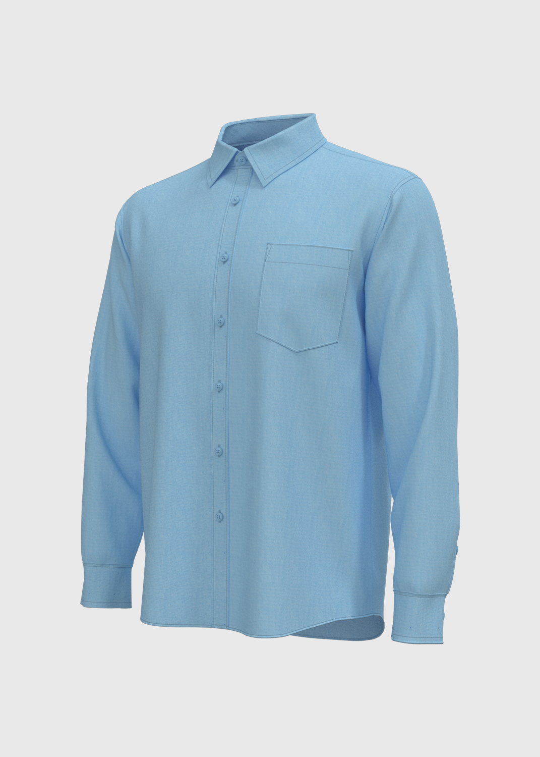 L/S Shirt with Stand Collar - Larimar Blue