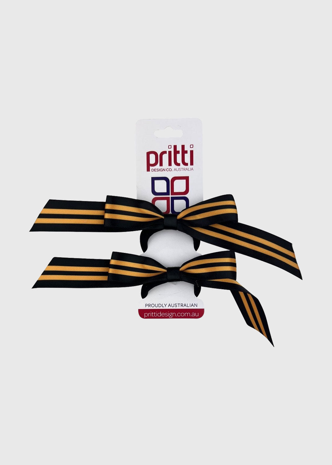 Black/Gold Striped Pigtail Bows