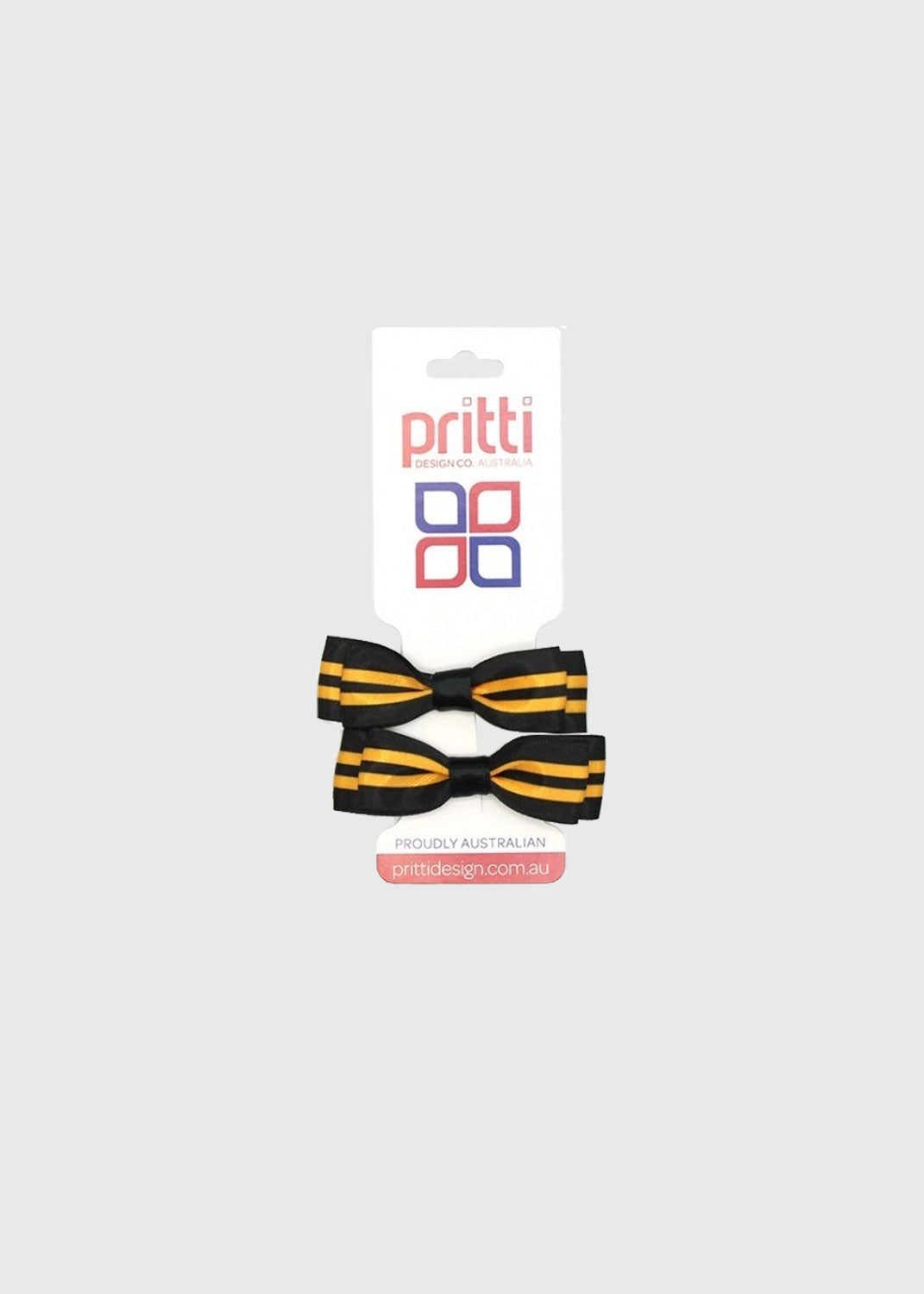 Black/Gold Striped Double Bow on Clip OSFA