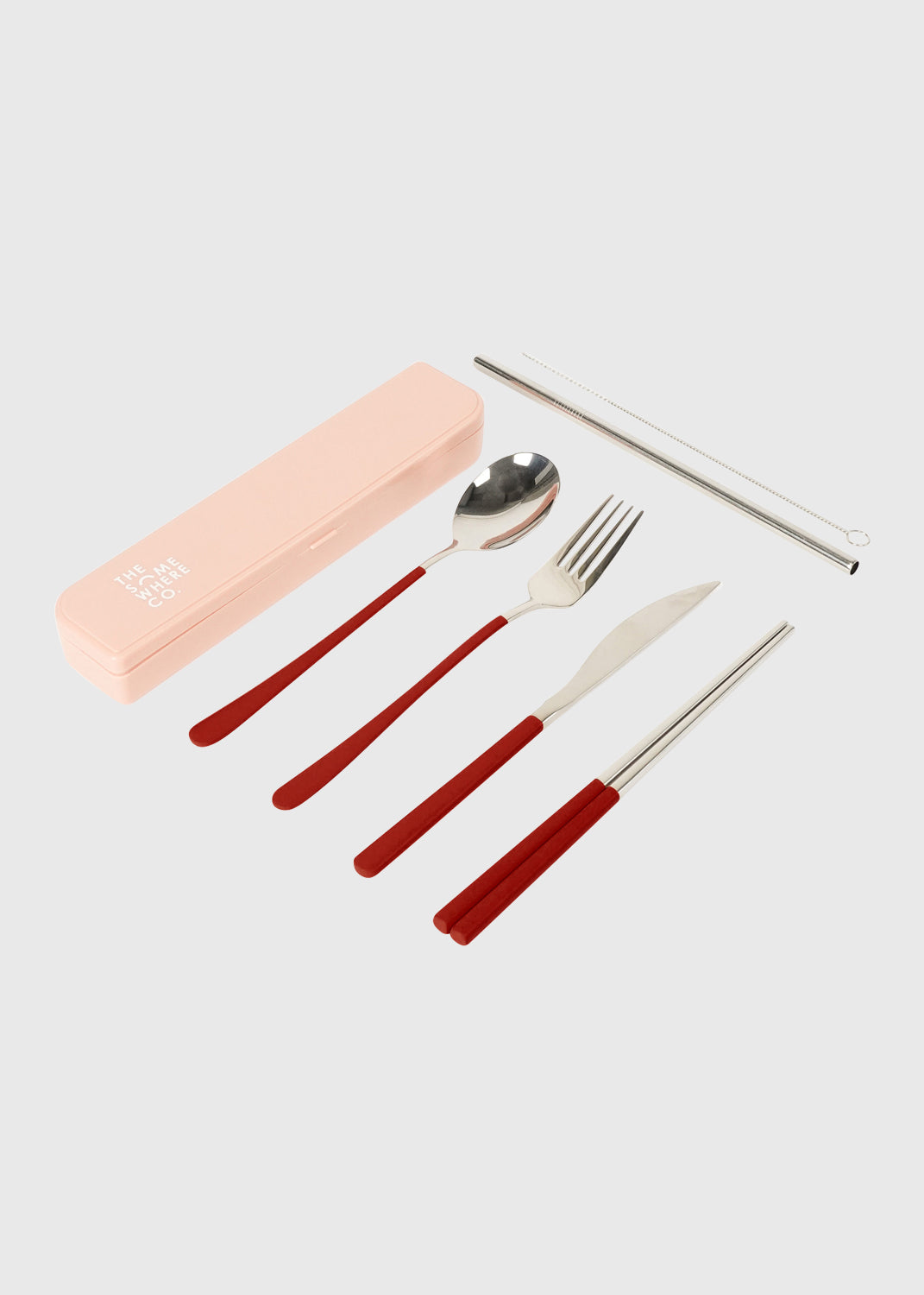 TSC Cutlery Set - Silver/Burgundy Handle  (7 Piece)