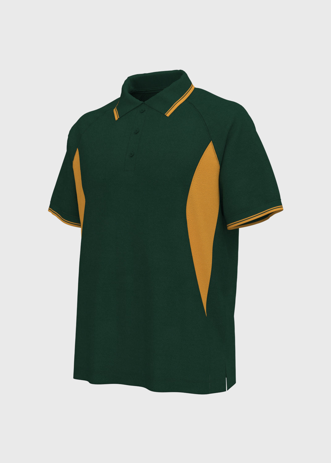 Contrast Panel Polo - Kale Green/Gold