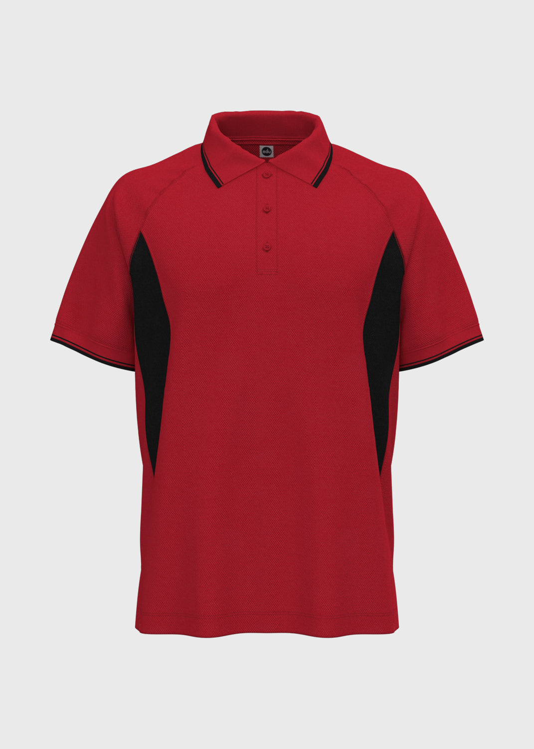 Contrast Panel Polo - Tomato Red/Black