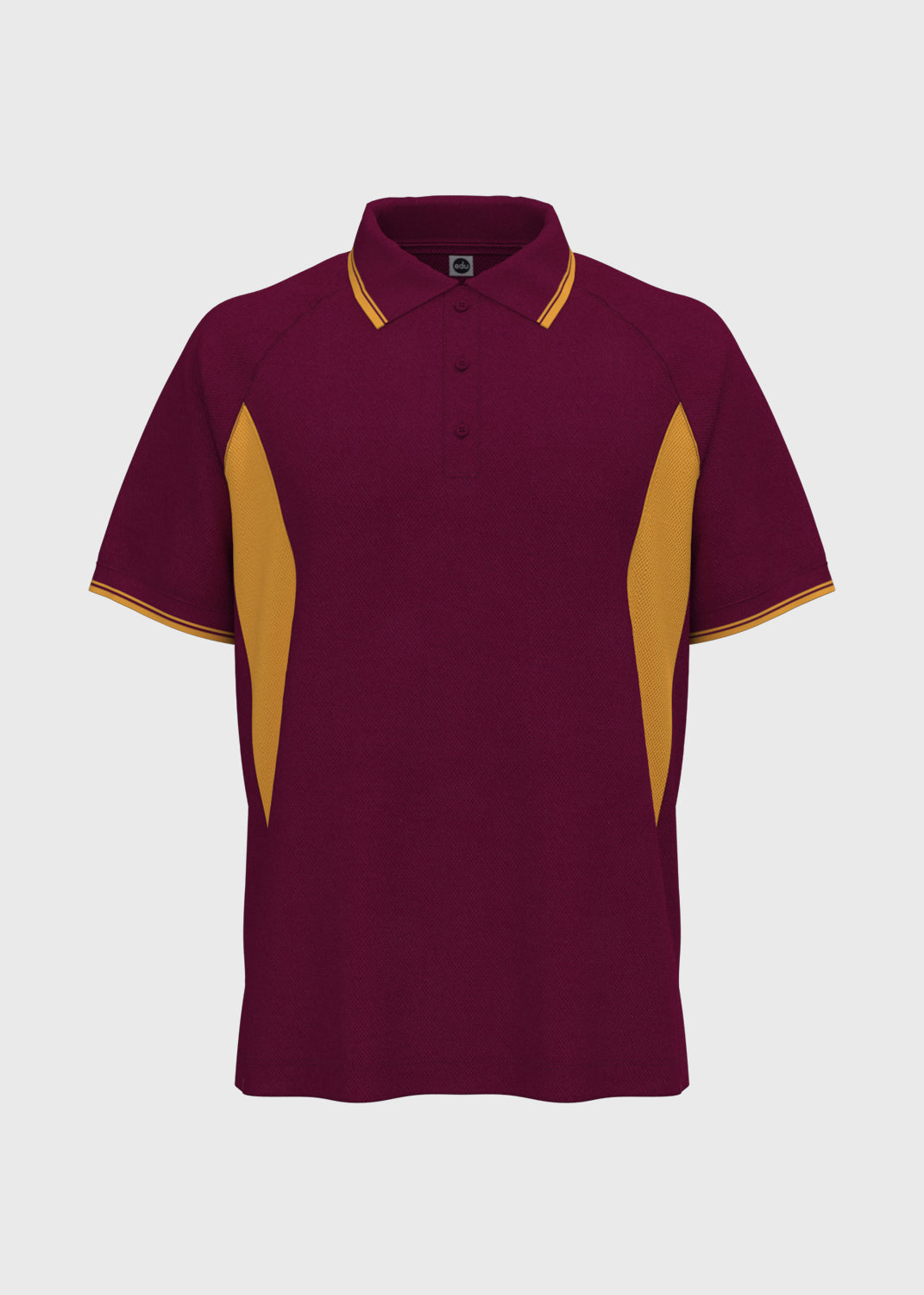 Contrast Panel Polo - Wine/Gold