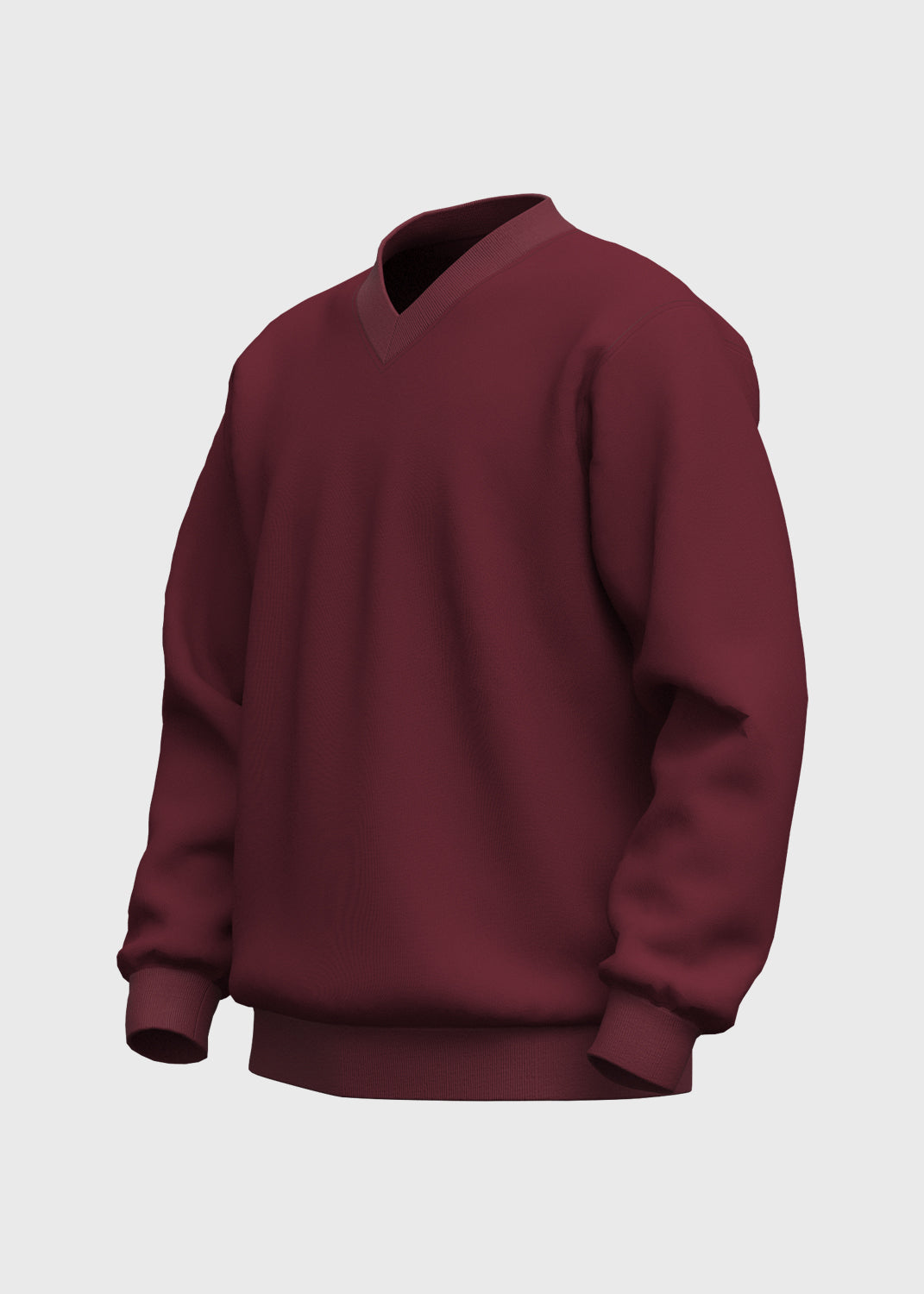 Fleece Jumper Set in V Neck - Merlot