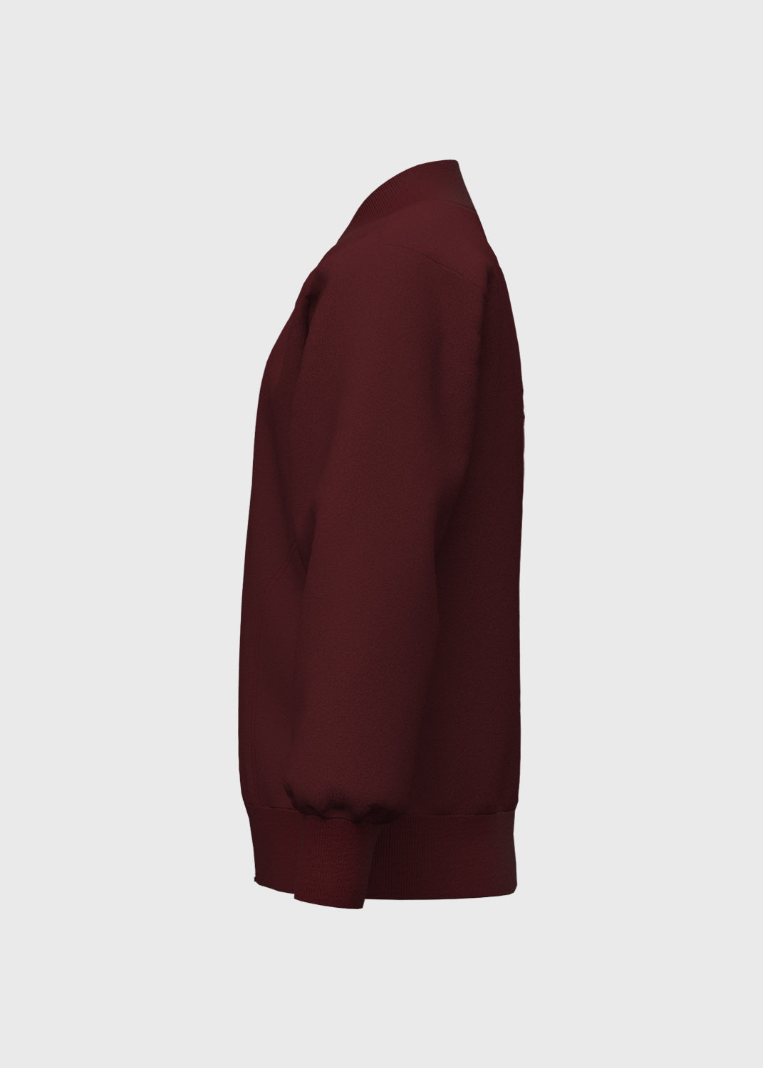 Jacket Fleece Set In Sleeve w Rib - Merlot