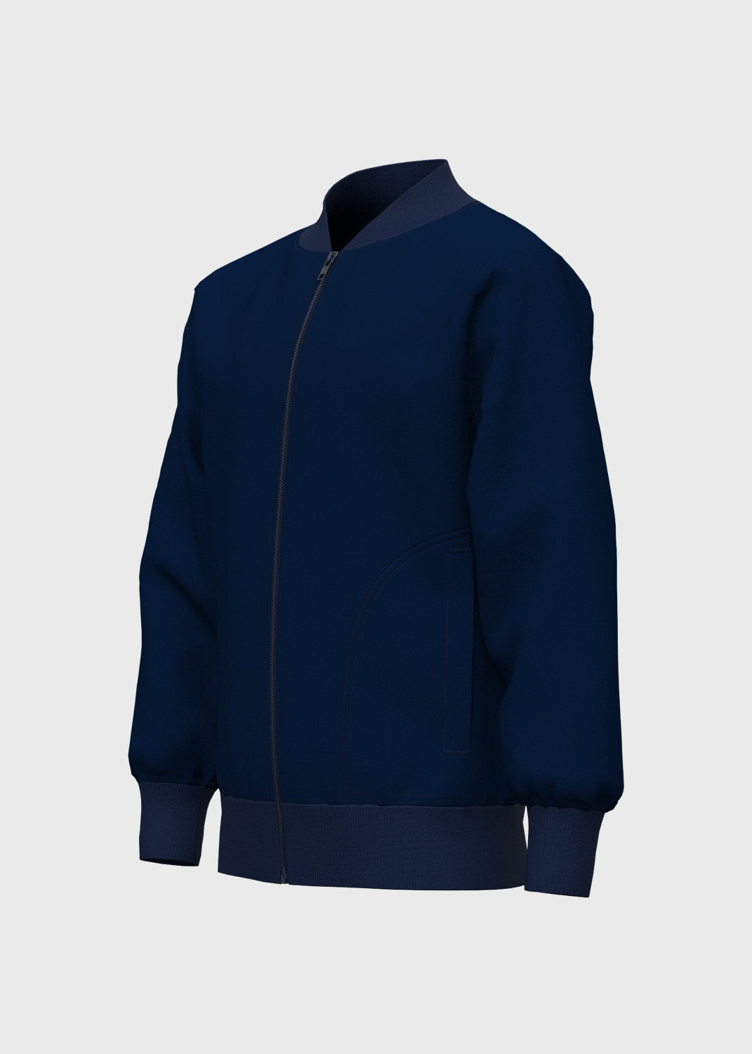 Jacket Fleece Set In Sleeve w Rib - Midnight