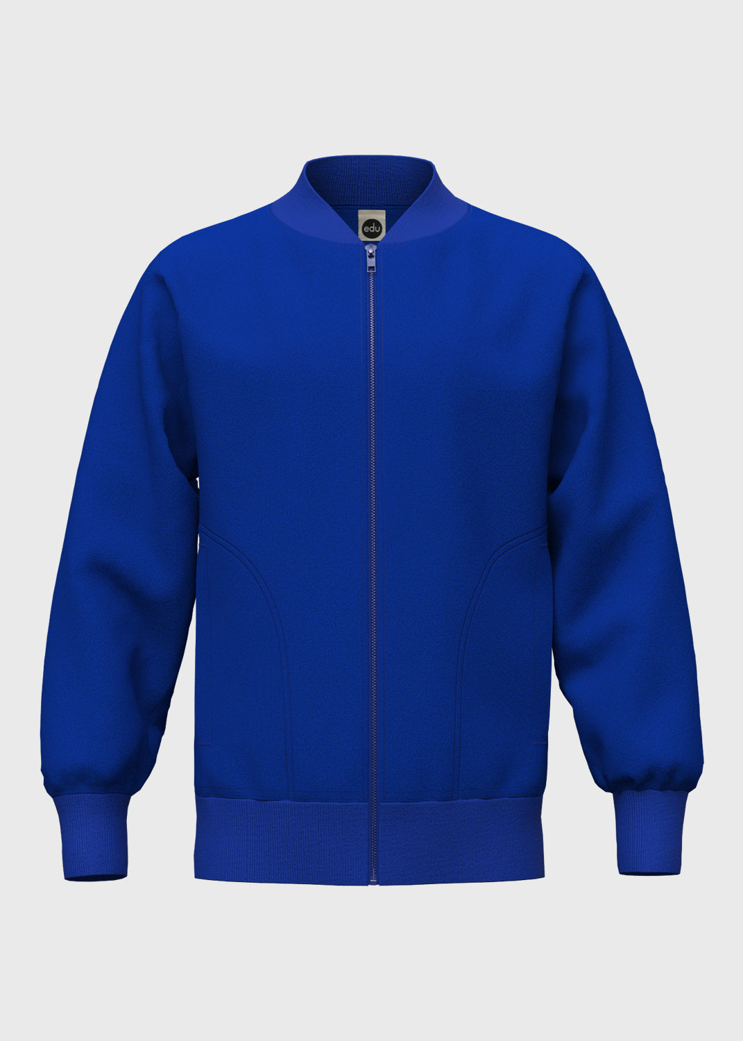 Jacket Fleece Set In Sleeve w Rib - Ultramarin