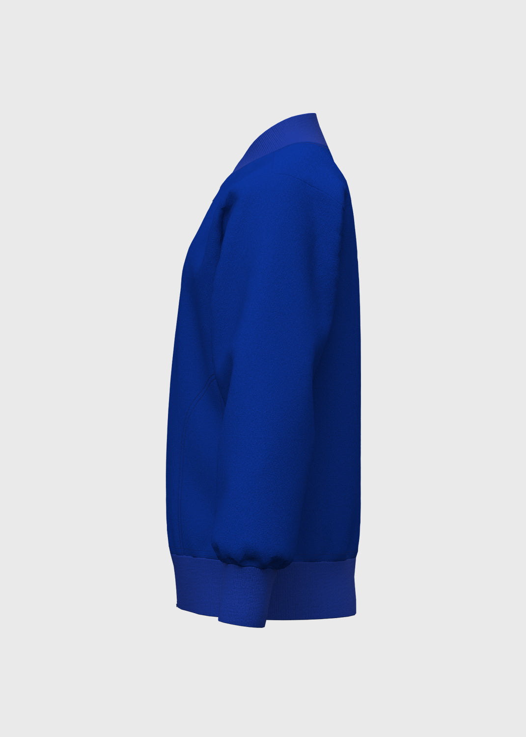 Jacket Fleece Set In Sleeve w Rib - Ultramarin