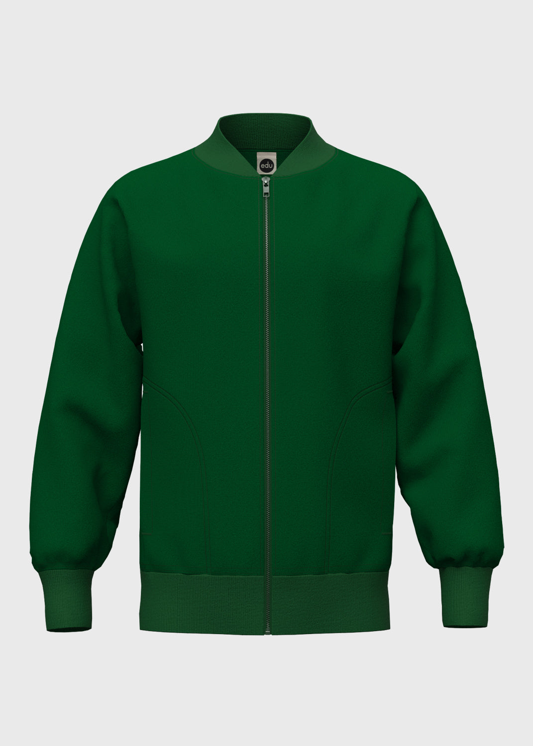 Jacket Fleece Set In Sleeve w Rib - Pine Green